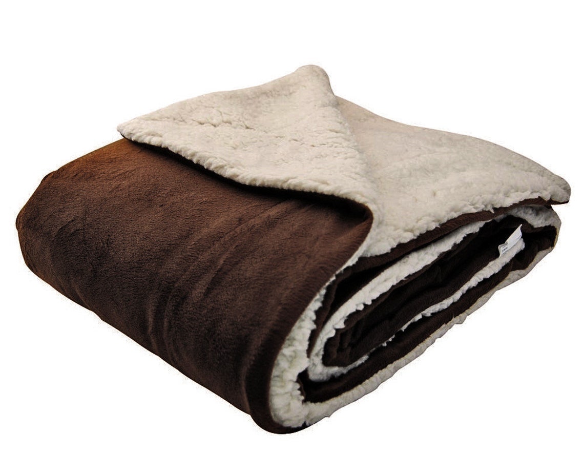 Custom Chocolate Brown Micro Plush Throw Sherpa Blanket Inner Etsy