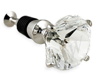 Engraved Diamond Wine Bottle Stopper - Personalized Gifts, Custom Anniversary Keepsakes, Wedding Party Favors, Groom Bride Bridesmaid Gifts