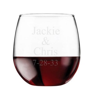 Elegant Stemless Wine Drinking Glass - Personalized Engraved Cocktail Cup, Tumblers, Great for Cabernet Sauvignon, Chardonnay, Weddings