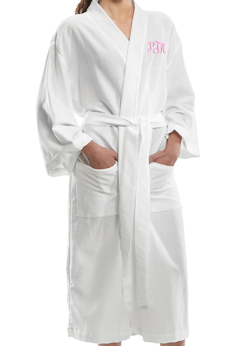 White Luxury Terry Kimono Bathrobe With Dual Pockets light Etsy