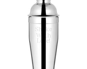 Engraved Bachelor Martini Cocktail Shaker - Personalized Silver Barware Drinking Accessories, Wedding Party Gifts, Groom, Groomsmen, Bride