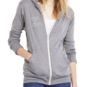 Unisex Grey Tri-Blend Full-Zip Lightweight Activewear Hoodie - Personalized Crystal Rhinestone Sweatshirt Hoodie - Custom Apparel Women Wear