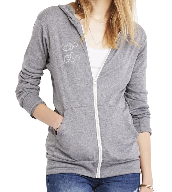 Unisex Grey Tri-blend Full-zip Lightweight Activewear Hoodie