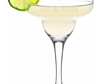 Personalized Margarita Glass - Custom Engraved Margarita & Cocktail Party Glasses - Barware Drinking Glass for a Wedding, Valentines Day