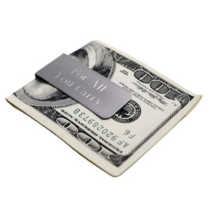 Personalized Matte Stainless Steel Slim Money Clip - Custom Credit Card Holder Personalized Gifts Money Name Engraving Engraved Clip Wallet