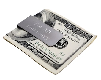 Personalized Matte Stainless Steel Slim Money Clip - Custom Credit Card Holder Personalized Gifts Money Name Engraving Engraved Clip Wallet