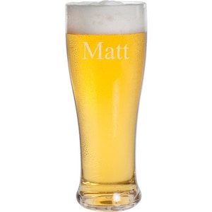 Personalized Pilsner Beer Glass - Custom Engraved Barware Cups, Wedding Gifts, Anniversary, Bride Groom Party Drinking Glasses, Birthday Cup