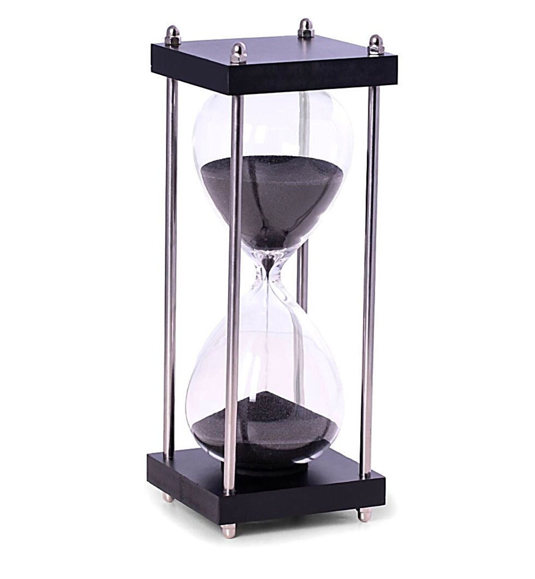 Reloj de arena de latón con temporizador de arena de metal giratorio de 360  de 60 minutos, reloj grande de arena negra de 60 minutos, reloj de – Yaxa  Colombia