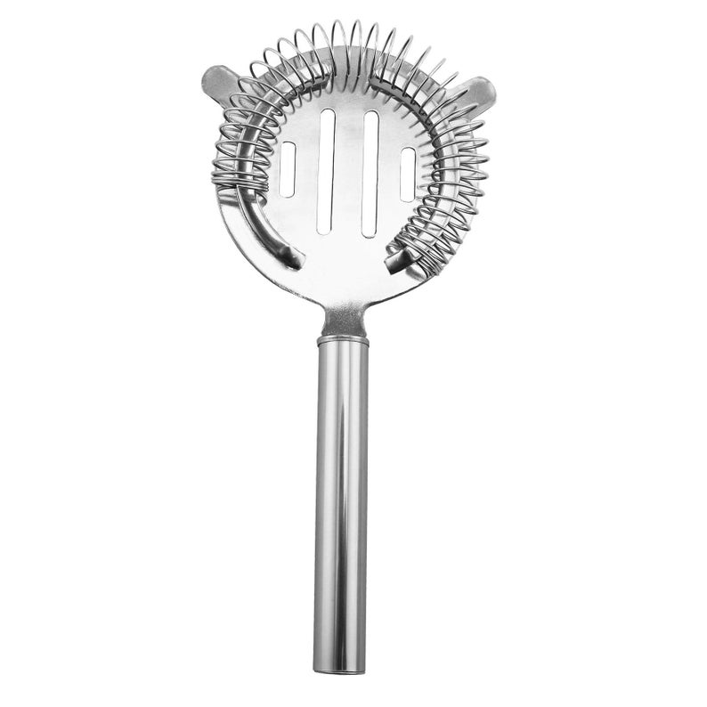May include: A silver cocktail strainer with a spring coil and a long handle.