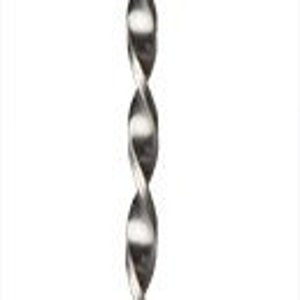 May include: A long, silver, twisted bar spoon with a rounded end. The spoon is designed for mixing cocktails.