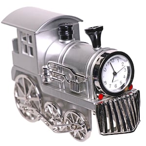Custom Alloy Metal Mini Railroad Train Office Desk Clock - Personalized Automotive Gifts, Engraved Clocks, Birthday, Employee, Trophy Awards