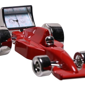 Custom Red Mini Motor Race Car Table Clock - Personalized Automotive enthusiast, Engraved Desk Clocks Office Accessories, Awards Trophies