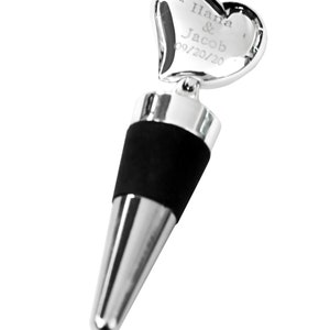 Personalized Heart Wine Bottle Stopper - Custom Engraved Party Gifts, Wedding Favors, Anniversary Keepsakes, Barware Bride Groom Accessories