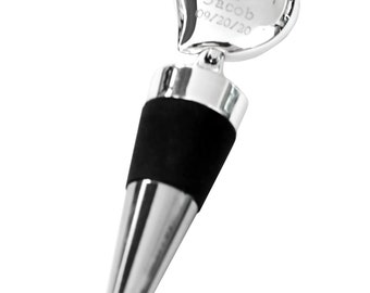 Personalized Heart Wine Bottle Stopper - Custom Engraved Party Gifts, Wedding Favors, Anniversary Keepsakes, Barware Bride Groom Accessories