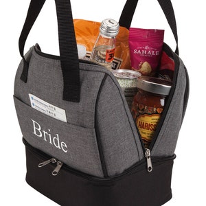 Smart Dual Function Insulated Lunch Sack & Cooler Compartments with Carry Handles - Personalized Bridesmaid Groom Monogrammed Wedding Gifts image 2