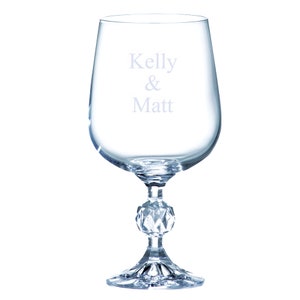 Personalized Crystal Wine Glass Goblet - Custom Engraved Barware Glasses for Weddings, Birthdays, Anniversary, Bride Groom Ceremony Bar Cups