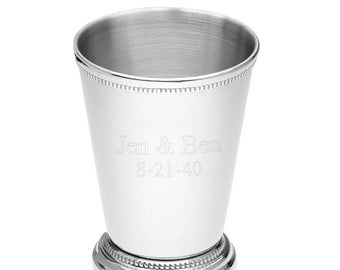 Personalized Matte Silver Finish Stainless Steel Mint Julep Cup - Engraved Custom Party Julep Wedding Birthday Anniversary Gifts Engraving