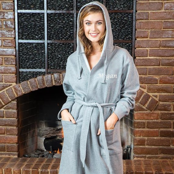 Double Layered Sweatshirt Hoodie Robe With Pockets Personalized