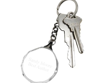 Personalized Round Crystal Key Ring Holder - Engraved Keychains, Custom Gifts, Engraved Key Holders, Women Men Car Accessory Name Engraving