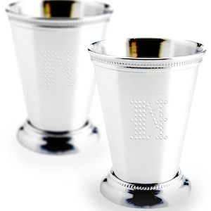 Polished Silver Stainless Steel Mint Julep Cup - Personalized Crystal Rhinestones - Table Vase Centerpiece Custom Bridal Gifts Wedding Bride