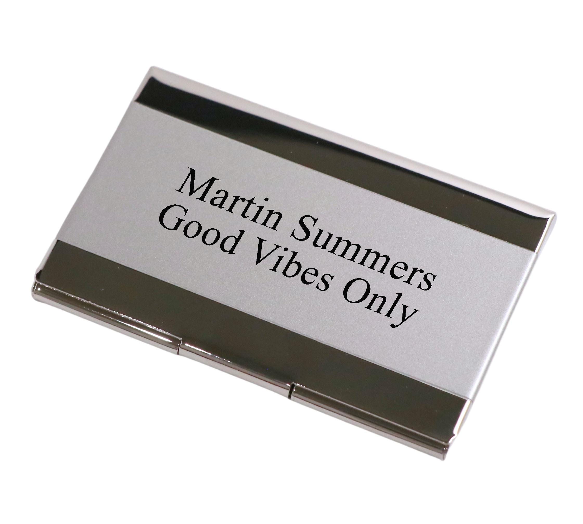 Stainless Steel 2-Tone Modern Business Card Case- Custom Card Holder, Personalized Gift, Engraved Office Card Holder, Men Women Card Holder