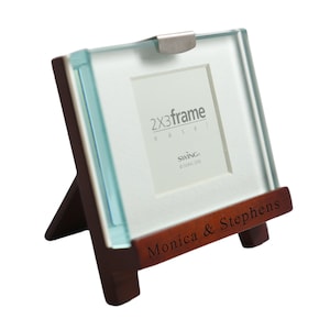 Mini Wooden 2x3 Picture Glass Frame Tabletop Easel - Personalized Gifts Name Engraving Custom Engraved Photo Wood Frame Wedding Bride Shower