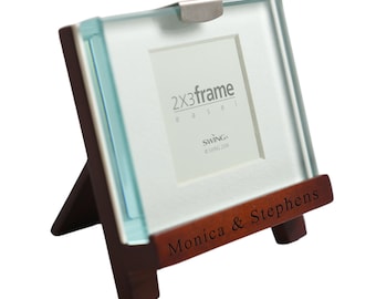 Mini Wooden Picture Glass Frame Tabletop Easel (Frame Size 2.75"Lx3.25"W) - Personalized Engraved Gifts Engraving Photo Wood Wedding Frame