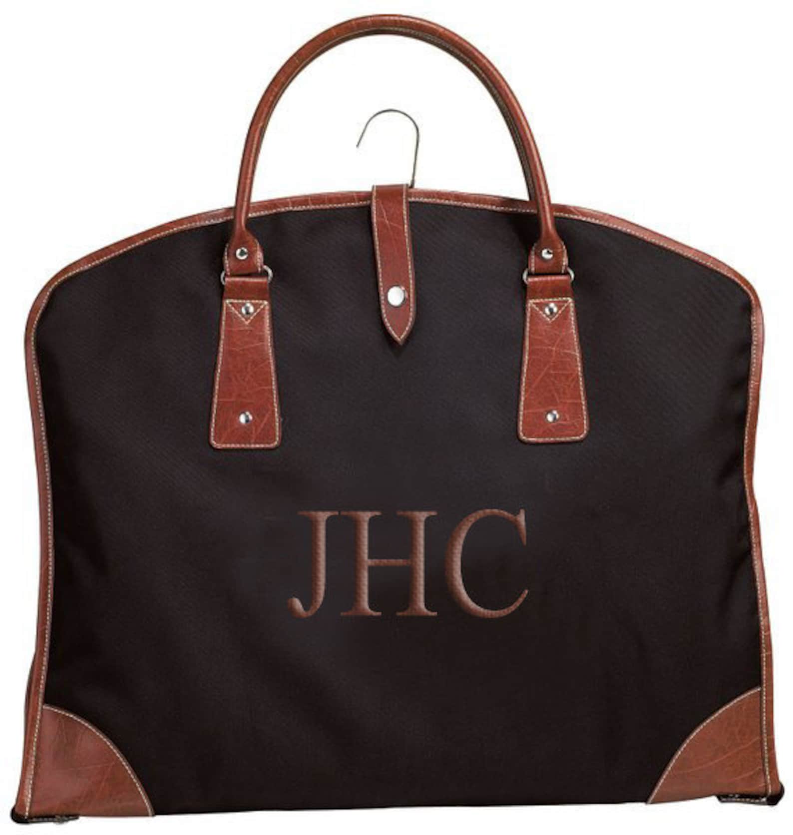 Travel Suit Bag With Brown Leatherette Trim & Interior Pockets Custom