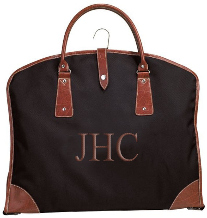 Travel Suit Bag With Brown Leatherette Trim & Interior Pockets Etsy