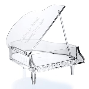 Clear Concert Grand Piano Trinket Box - Personalized Keepsake Boxes, Custom Jewelry Wedding Engraved Box, Bride, Bridesmaid, Shower Gifts