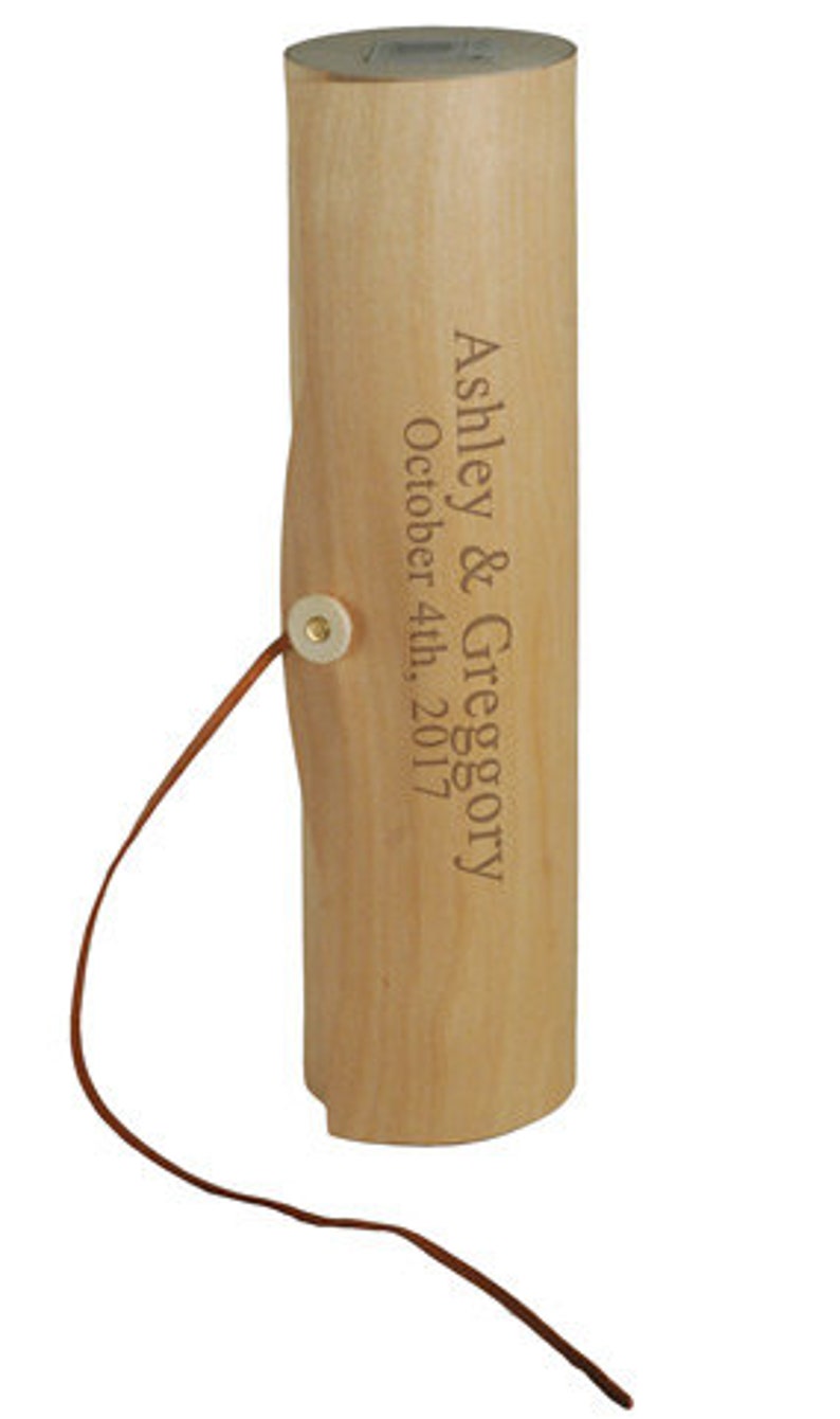 Natural Wood Cylinder Wine Bottle Box Holder personalized Etsy