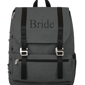 Insulated 28-Can Water Resistant Padded Cooler Backpack with Zippered Pocket + Stretch Cargo Cord (Gray) - Wedding Party Custom Monogram Bag