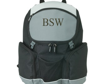 On-the-Go 12-Can Padded Zippered Insulated Sports Cooler Backpack - Custom Embroidered Monogram, Personalized Outdoor Picnic Water Food Bag