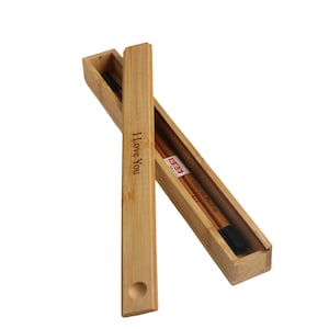 Personalized Engraved Black Bamboo Japanese Wood Chopsticks (1 Pair) - Custom Engraved Wooden Wedding Favors, Anniversary Shower Bride Groom