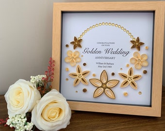 50th Wedding Anniversary Frame - Golden Anniversary Gift - Golden Wedding - Personalised Anniversary Gift