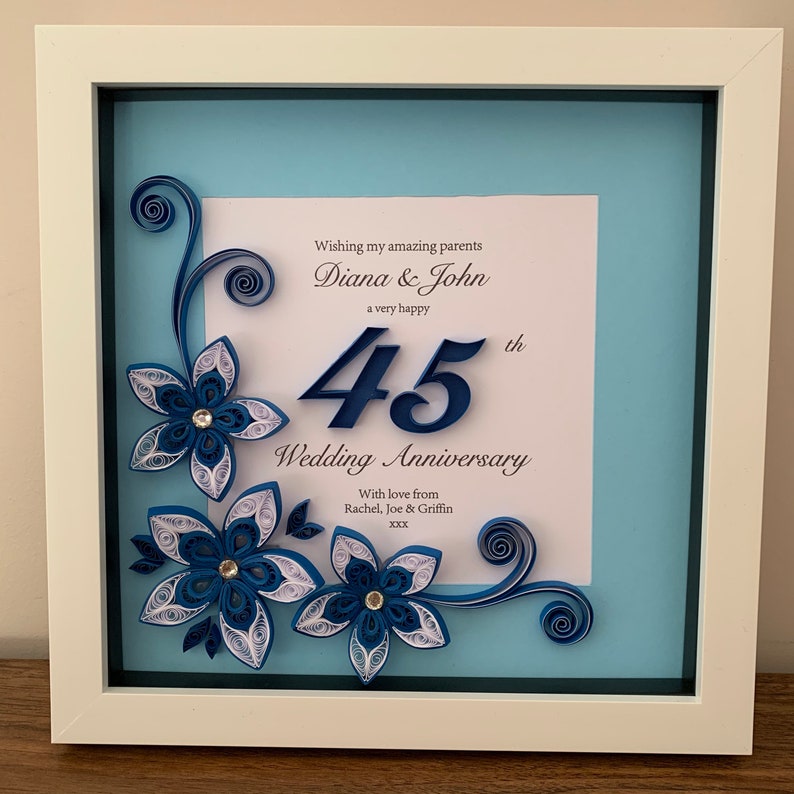 45th Wedding Anniversary Frame Sapphire Wedding Frame Etsy