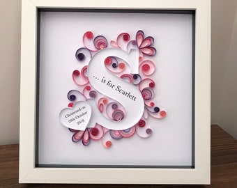 Personalised Initial, New Baby Gift, Personalised Christening Gift, Nursery Frame, gift for any occasion