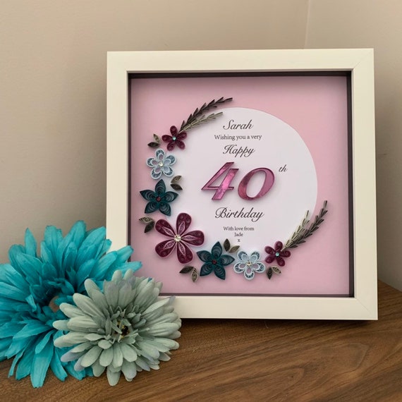 Personalised Birthday Floral Candle Gift Present Keepsake 50th 60 70 80 90 Any