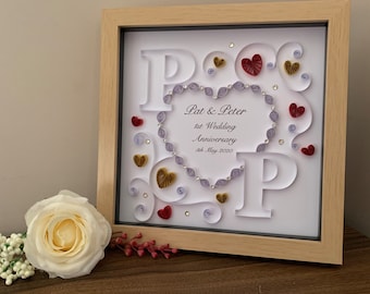 1st Wedding Anniversary Gift - Mr & Mr Personalised Gift - Wedding Anniversary Keepsake - Paper Anniversary - Quilling Art