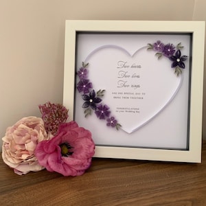 Personalised Wedding frame, Wedding Present, Wedding Poem Gift, Personalised Wedding Gift, Quilled Wedding Gift