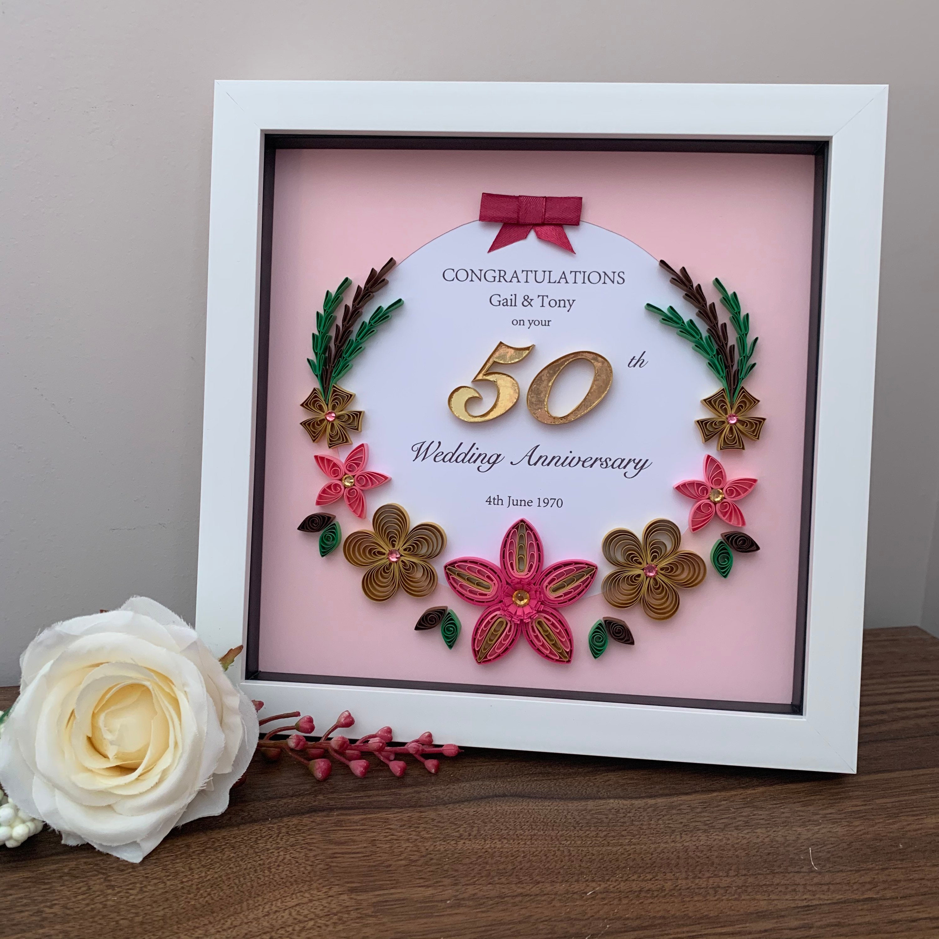 50th Wedding Anniversary Frame Parents Golden Anniversary Etsy