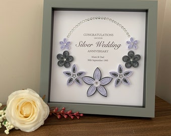 25th Silver Wedding Anniversary Gift - Personalised Wedding Anniversary - Silver Wedding Frame