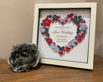 25th Silver Wedding Anniversary Gift - Personalised Wedding Anniversary - Silver Wedding Frame