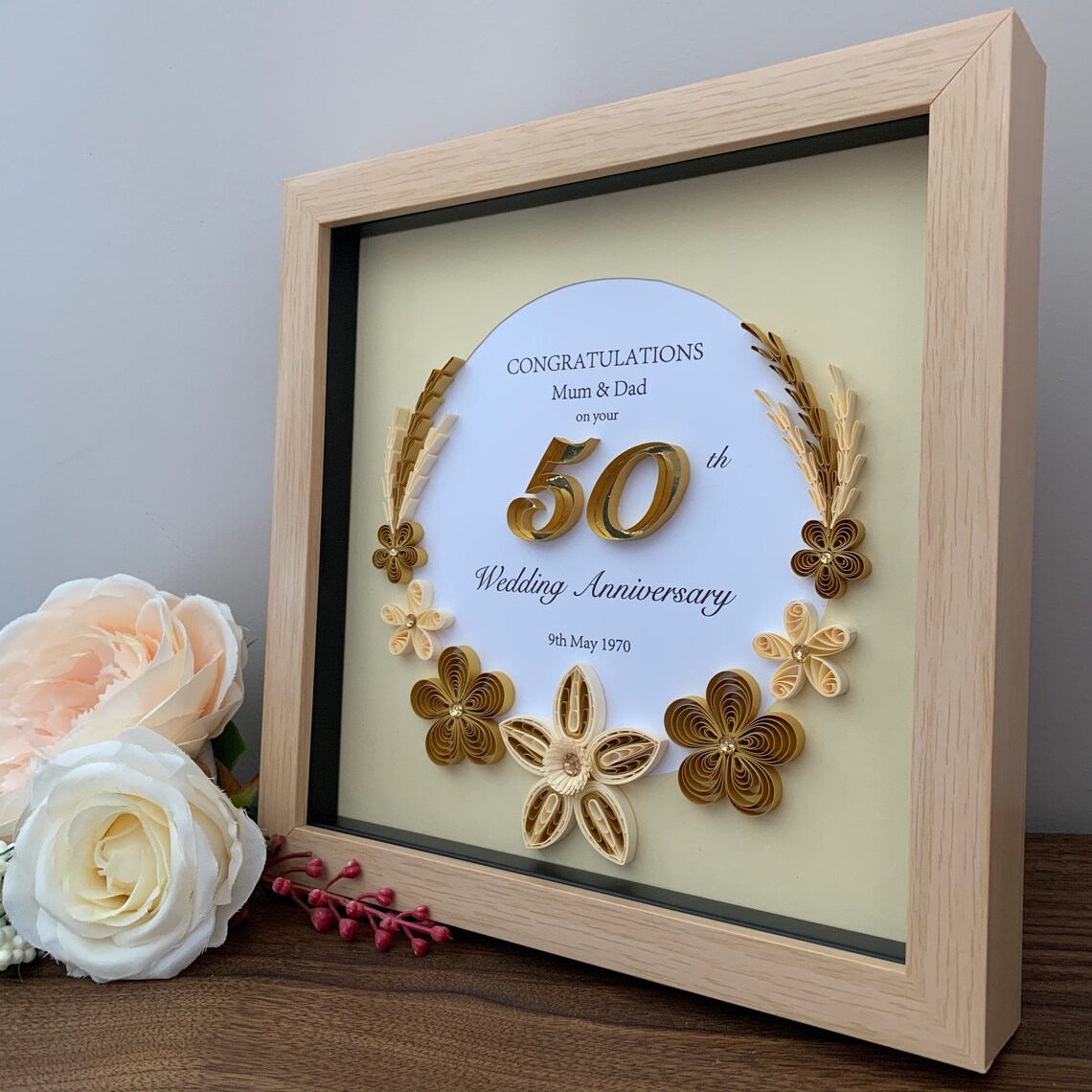 50th Wedding Anniversary Frame Golden Anniversary Gift Etsy