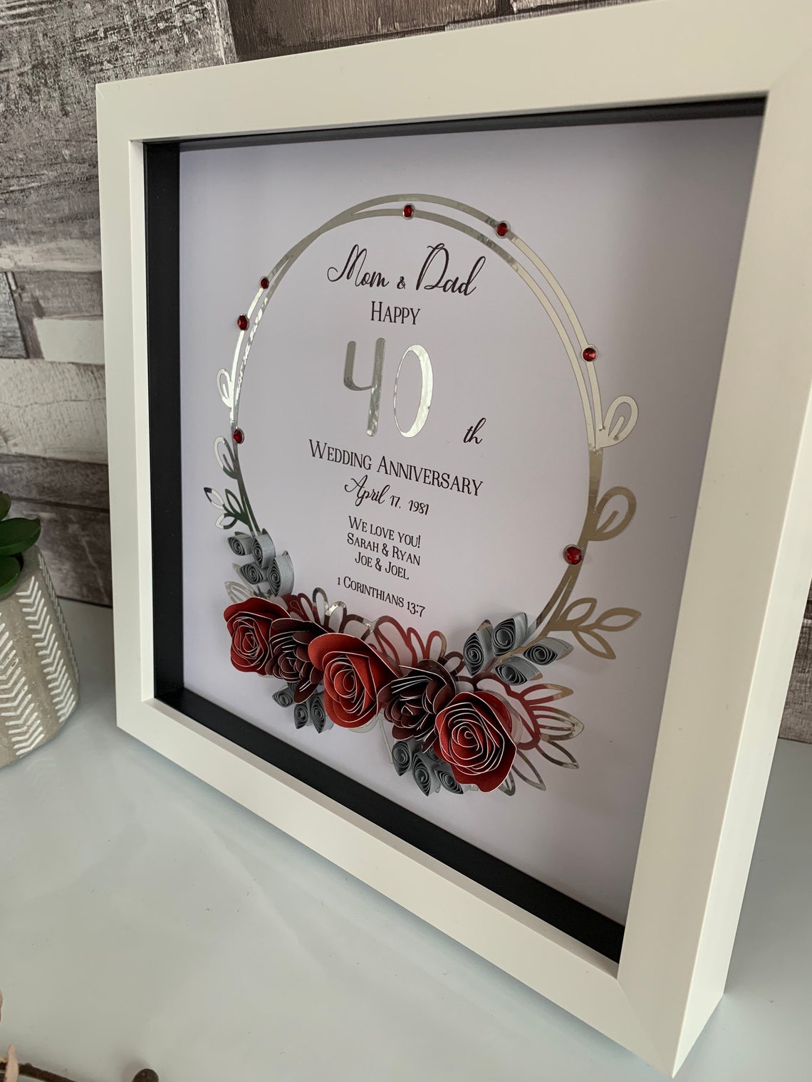 40th Wedding Anniversary Frame Ruby Wedding Frame Etsy