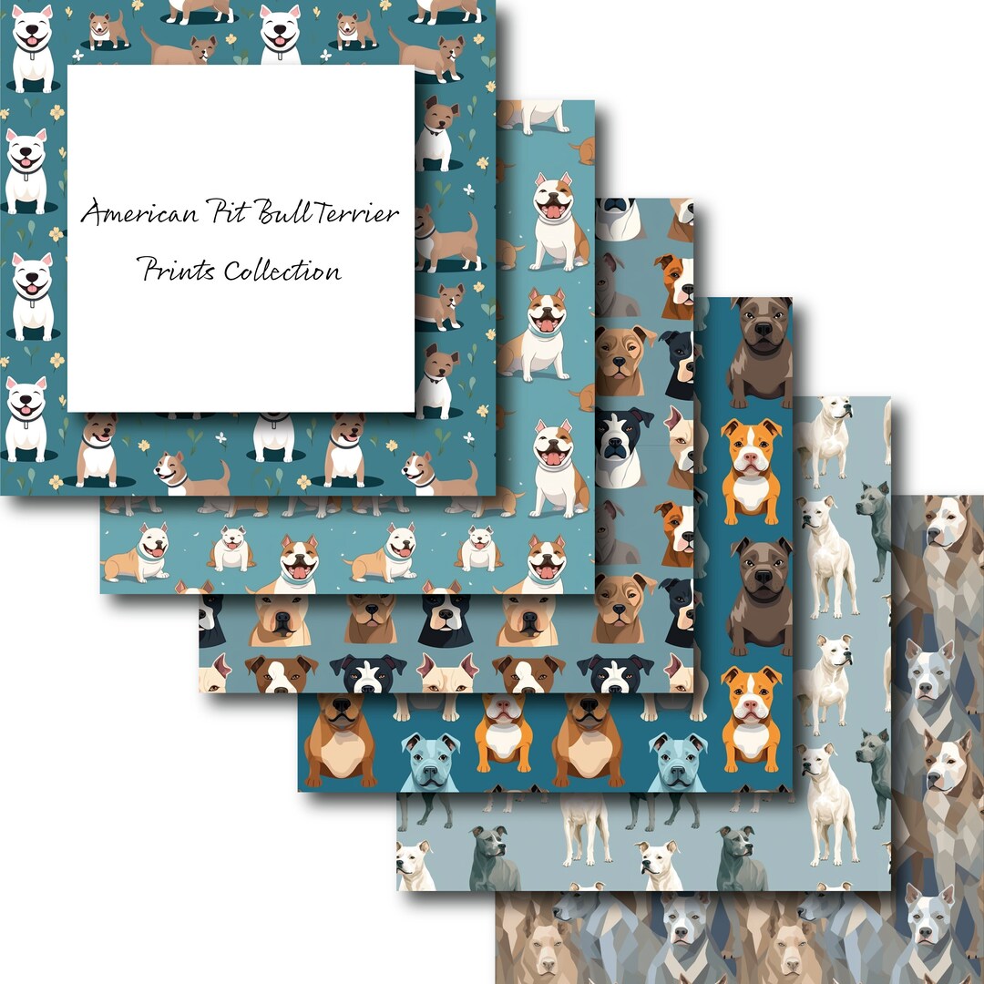 American Pit Bull Terrier Prints Patterns Collection of Six Printable ...