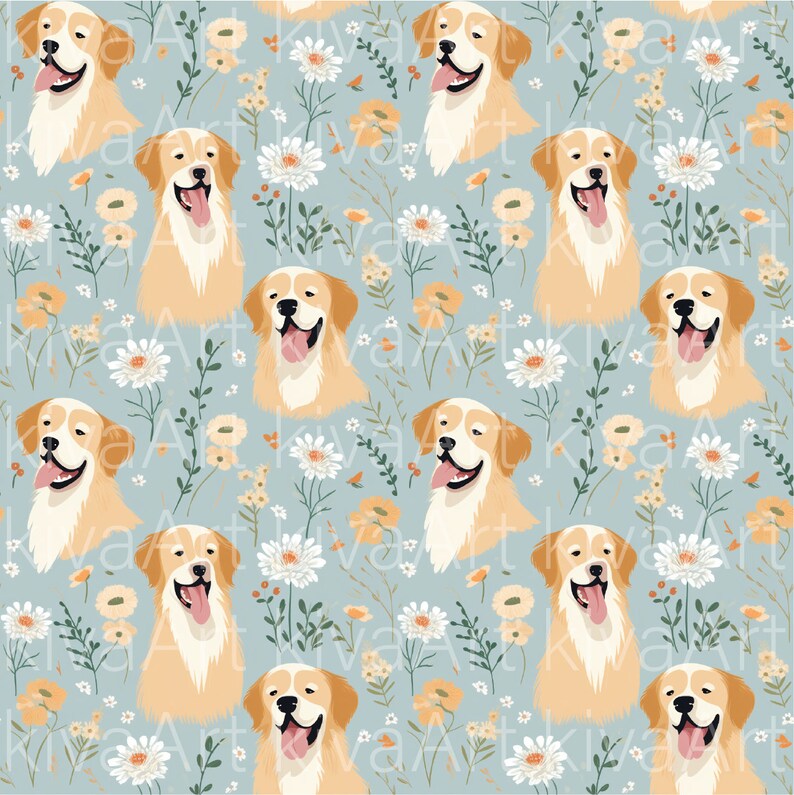 Golden Retriever Prints Patterns Collection of Six Printable Digital ...