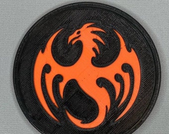 Drink Coasters, Dragon Design in 4, 6 or 8 Pack, Unique 3D Printed Polyurethane Rubber Coasters, flexible, colorful, non-marring, gamer gift