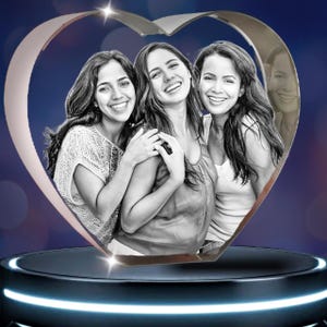 Personalisiertes Foto + Text 3D Herz Kristall - Einzigartiges Muttertagsgeschenk - Perfekt für Frau, Mutter, Nan, Freundin - Schnelle Lieferung - Geschenkbox