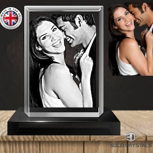 Personalised Lasered Photo Crystal Small 2D & 3D- Fast Delivery - Gift Boxed -Made in UK